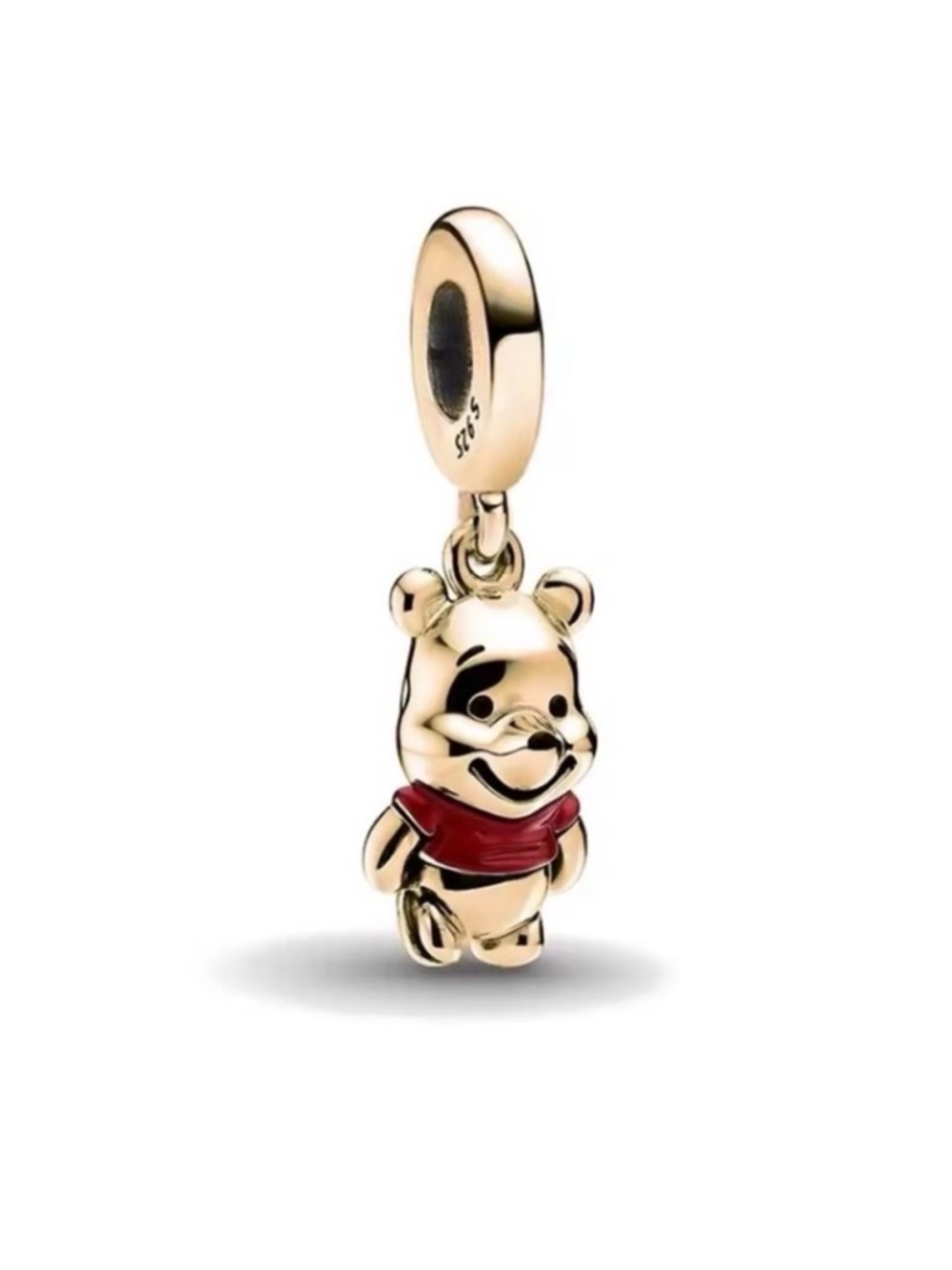 Disney Gold Tone Winnie the Pooh Charm with Red Shirt